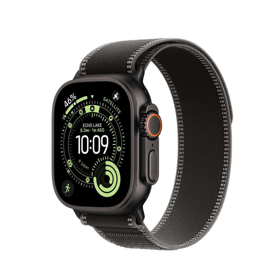 Apple Watch Ultra 3 49mm Black Titanium Case with Black/Charcoal Trail Loop