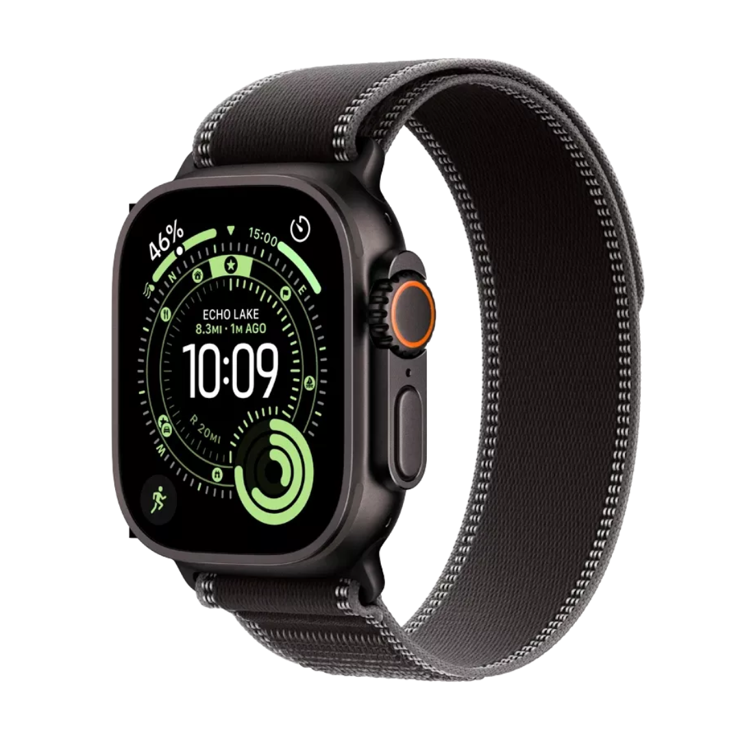 Apple Watch Ultra 3 49mm Black Titanium Case with Black/Charcoal Trail Loop