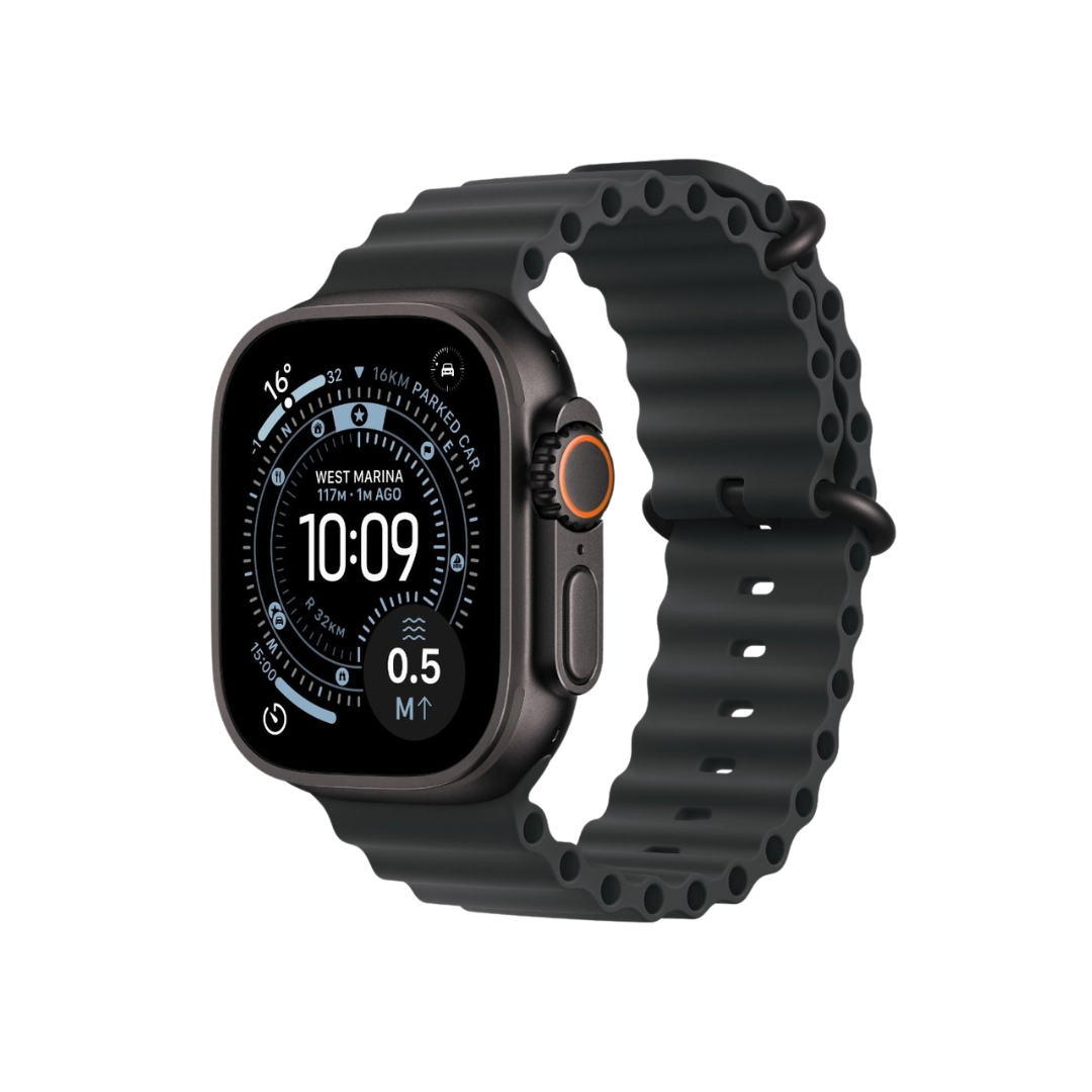 Apple Watch Ultra 3, 49 мм, черный титановый корпус с черным/угольным ремешком Trail Loop